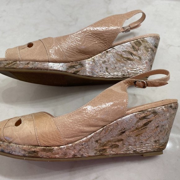 Porita, size 9, sling back women's shoes. Beige, sandal, wedge heel - Picture 10 of 11